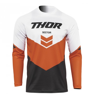 Maillot cross adulte THOR Sector Chev - Gris / Rouge Orange