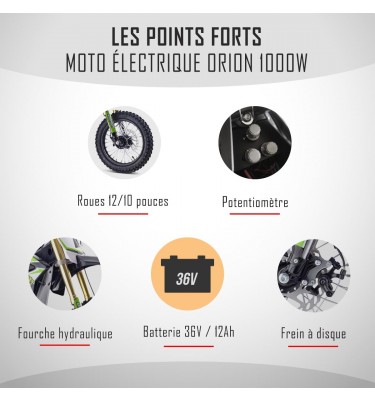 Moto enfant électrique ORION 1000W - Édition 2024 - Rouge