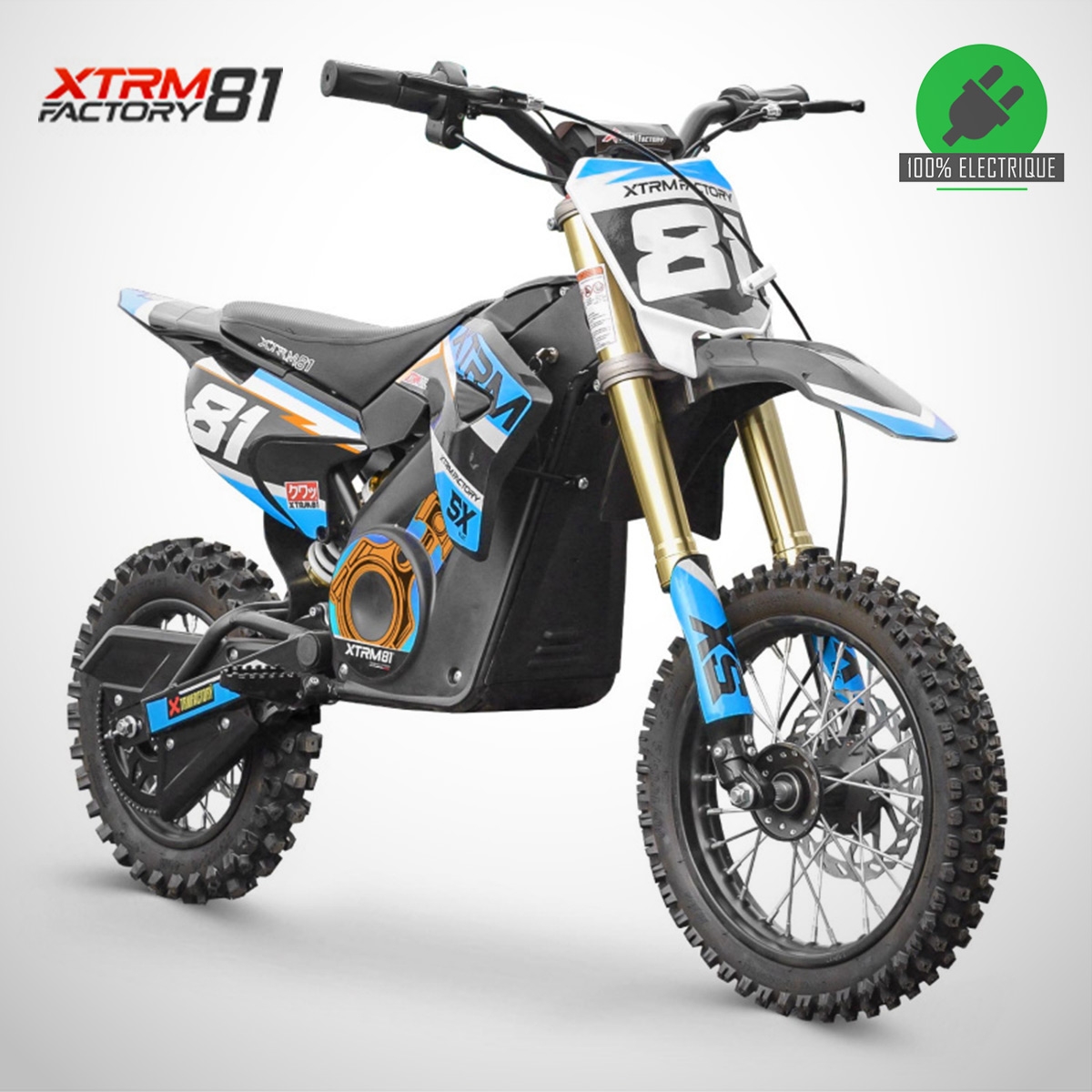 Motocross électrique enfant SX 1100W XTREM81 12/10 Bleu